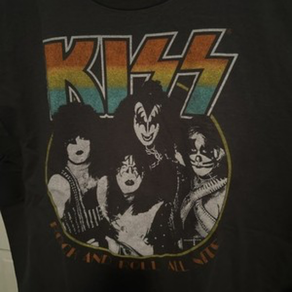 Kiss Rock and Roll All Nite Charcoal Gray Short Sleeve T-Shirt Adult Size XL